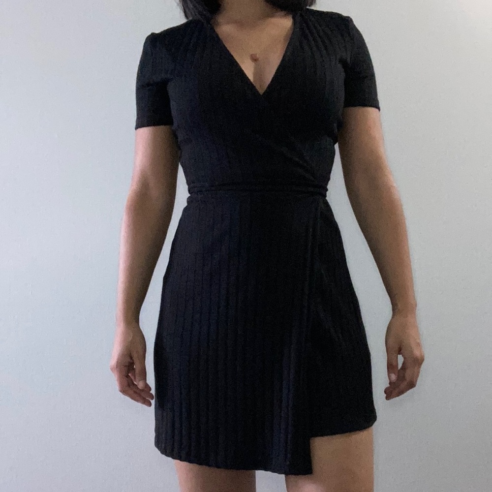 Ribbed Wrap Mini Dress